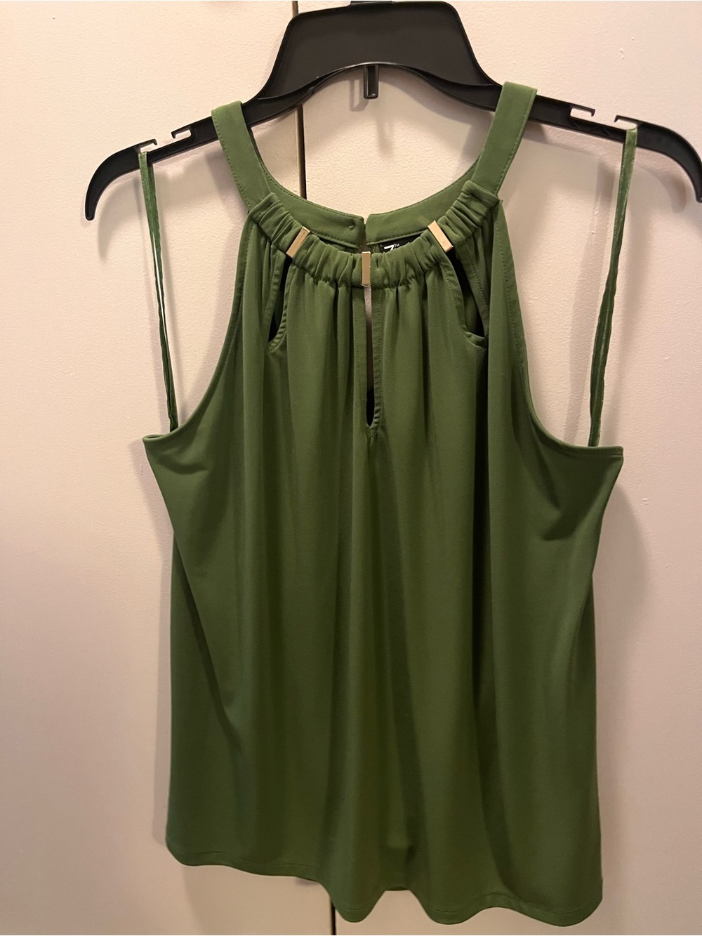 New York & Company Olive Green Halter Camisole with Gold Accents